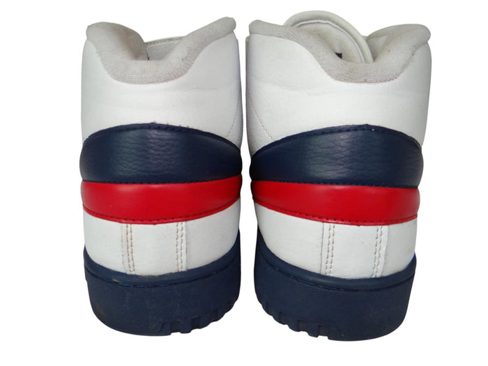 Fila Men's White High Top Sneakers with Red and Navy Accents3