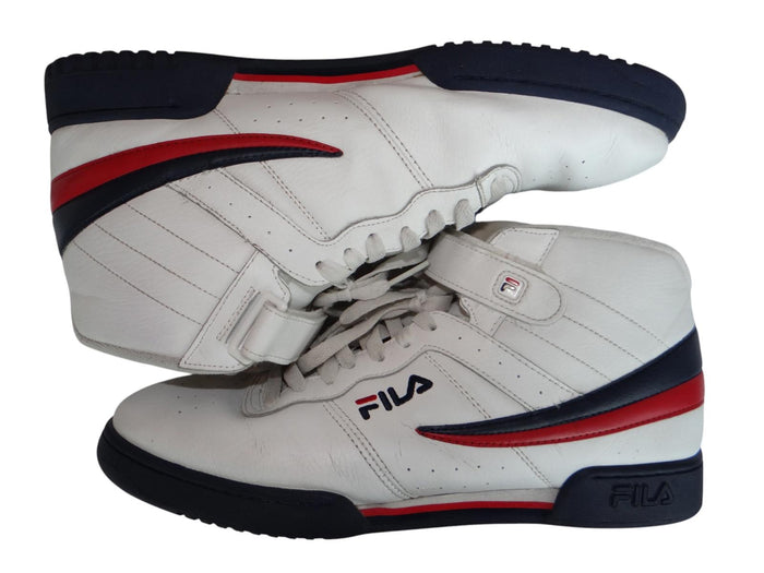 Fila Men's White High Top Sneakers with Red and Navy Accents4