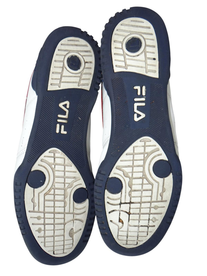 Fila Men's White High Top Sneakers with Red and Navy Accents6