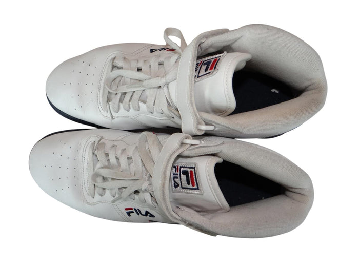 Fila Men's White High Top Sneakers with Red and Navy Accents7