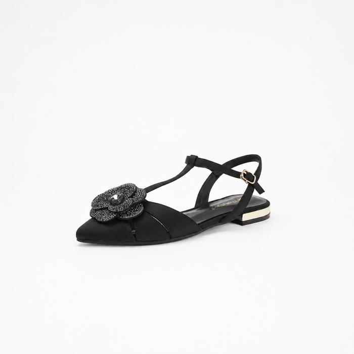 flat slingback sandals with crystal flower detail – AMARAZI