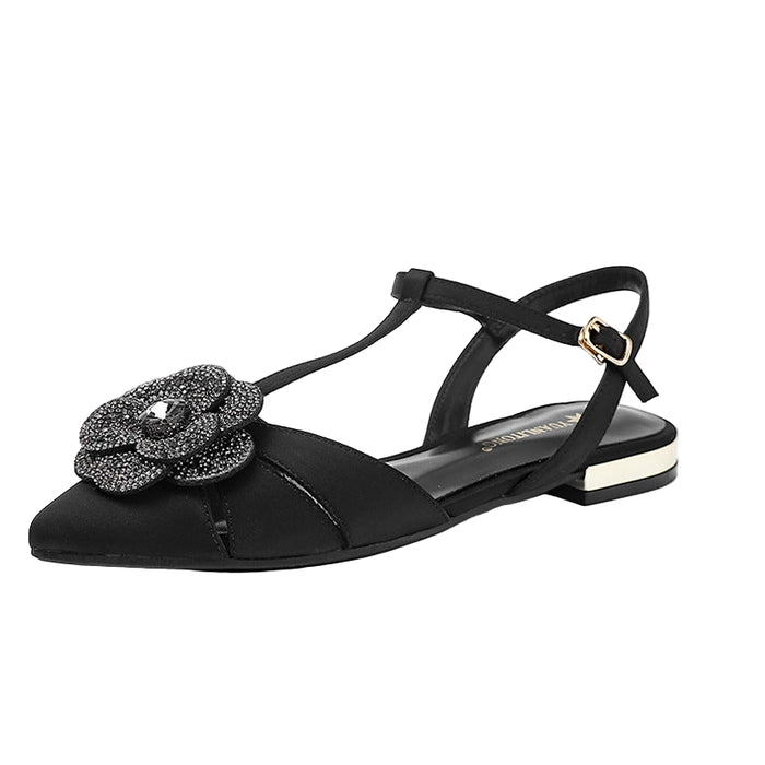 flat slingback sandals with crystal flower detail – AMARAZI