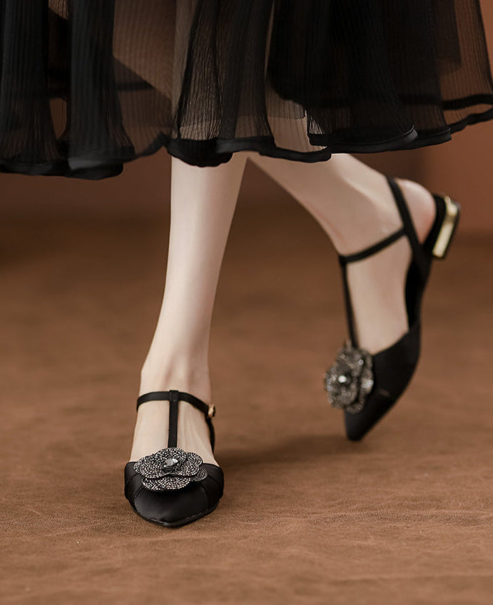 flat slingback sandals with crystal flower detail – AMARAZI