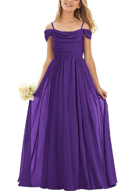 Floor Length Chiffon Junior Bridesmaid Dress B0DFVKW1HW - COCOMELODY