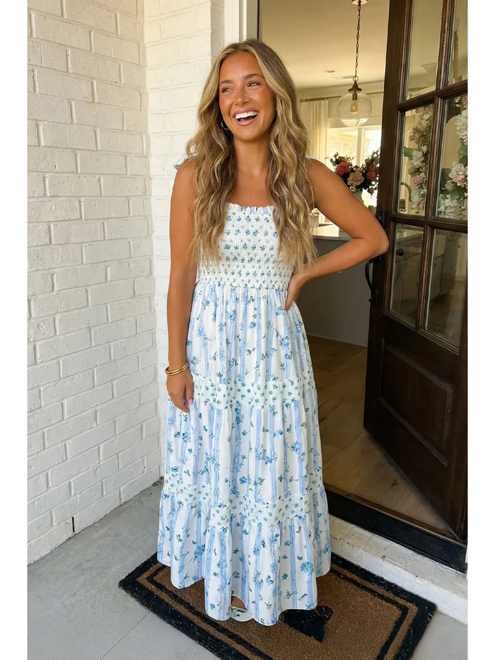 Floral Smocked Maxi Dress - Greige Goods