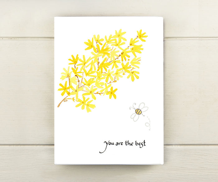 Forsythia and Bee Card