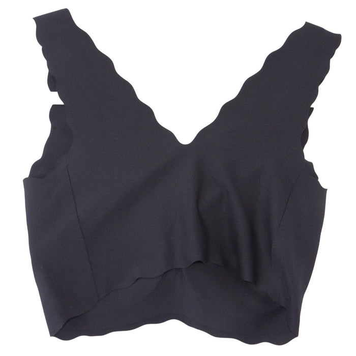 Free 24H Women Black Seamless Scalloped Edge V Neck Wireless Bralette2