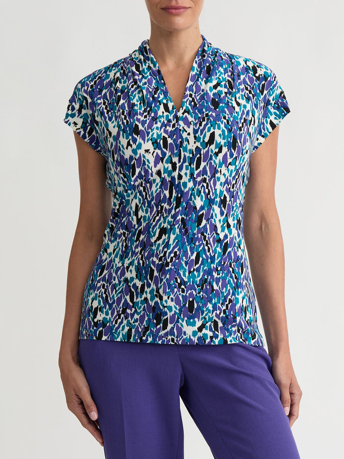Funnel Neck Top, Everyday Knit, Regal Plum Multi | Kasper