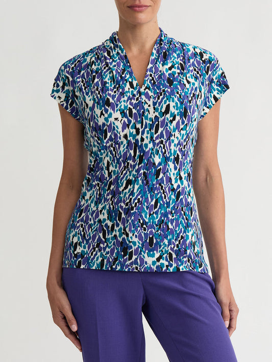 Funnel Neck Top, Everyday Knit, Regal Plum Multi | Kasper