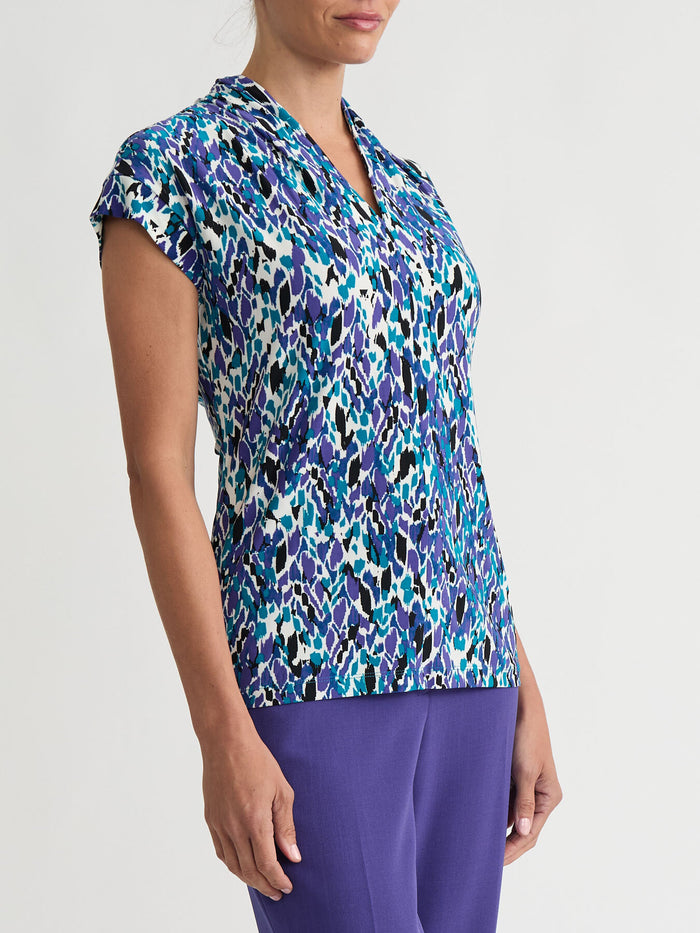 Funnel Neck Top, Everyday Knit, Regal Plum Multi | Kasper