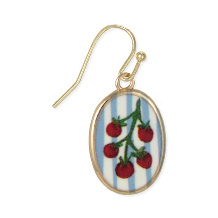 Garden Delight Enamel Tomato Gold Earrings