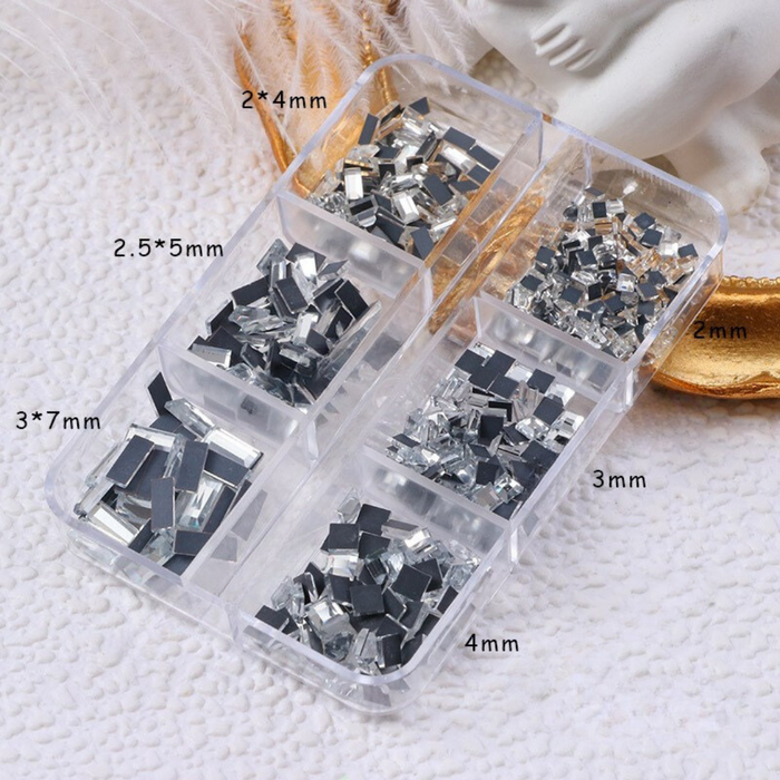 Gemini 6 pk Rhinestone Box | Clear Square