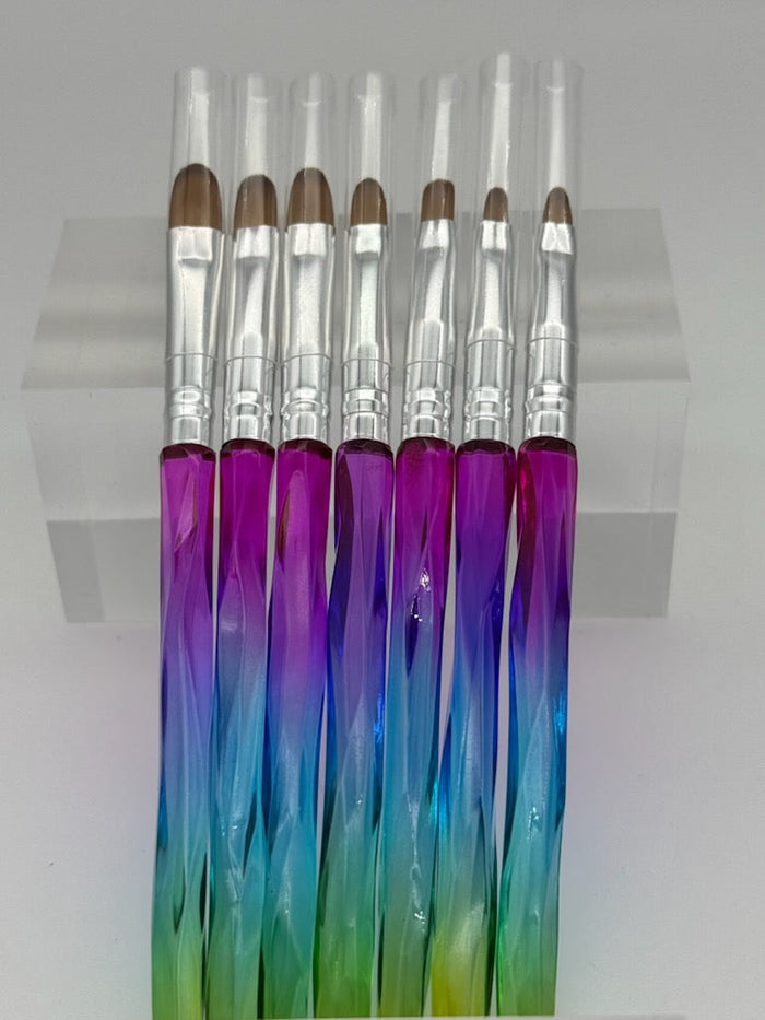 Gemini Brush | Multi-Purpose Rainbow Handle Brush Set 7 pack
