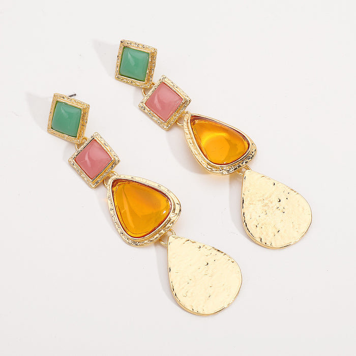 geometric drop earrings with multicolor stones - AMARAP