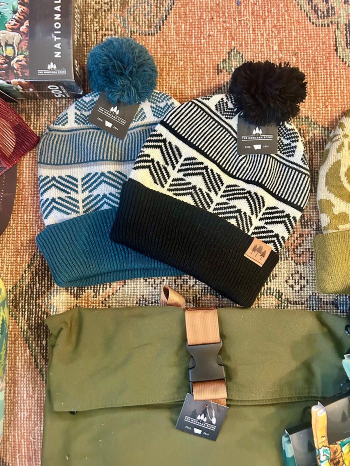 Geometric Pattern Beanie with Pom