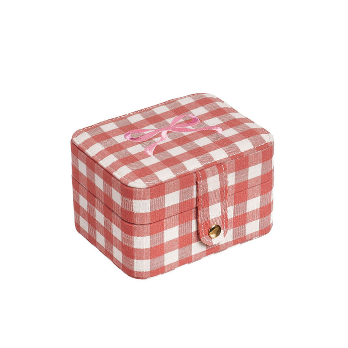 Gingham Bow Jewellery Box