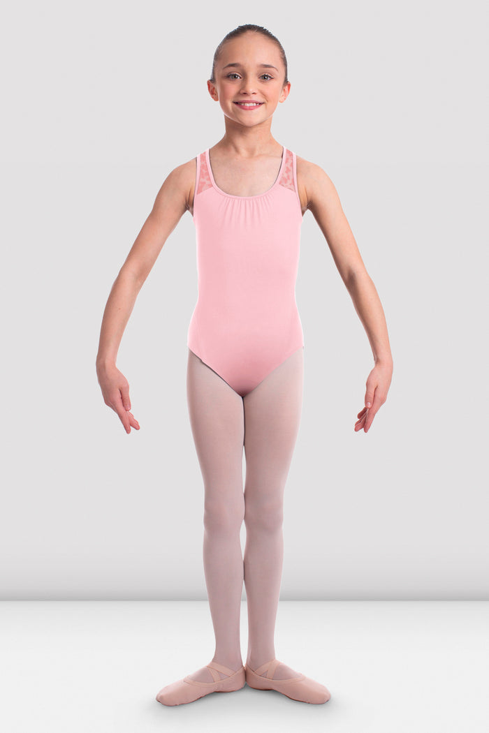 Girls Elina Animal Print Mesh Wrap Back Tank Leotard