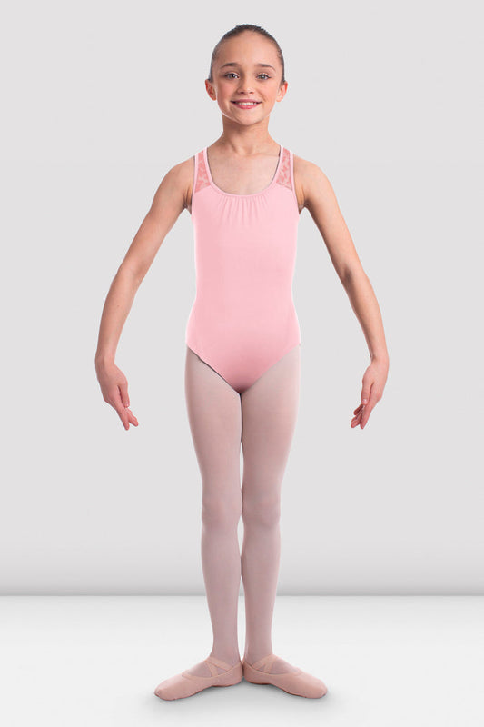 Girls Elina Animal Print Mesh Wrap Back Tank Leotard