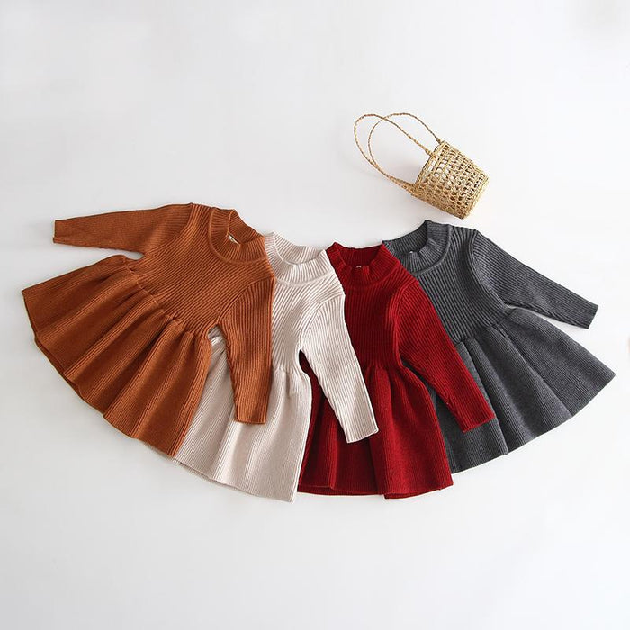 Girls Knitted Sweater Dress – 100% Cotton | Warm Winter Wear for Infants, Toddlers & Kids