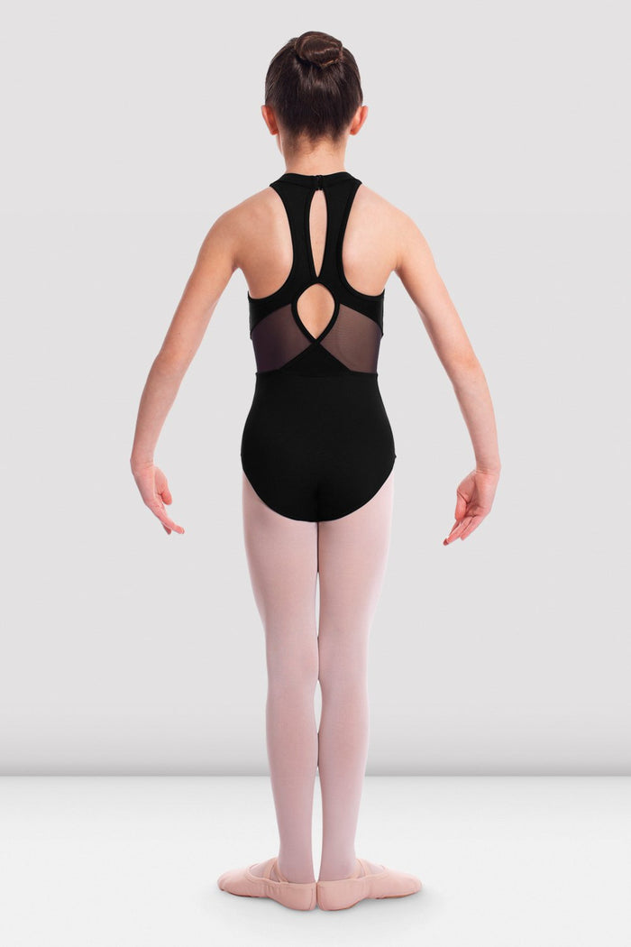 Girls Leisha Rose Embroidered High Neck Leotard