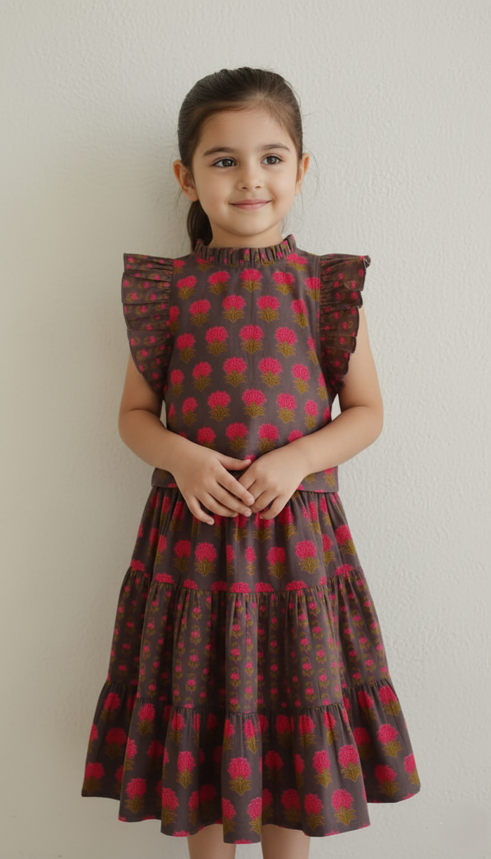 Girls Top & Tiered Skirt Set – Earthy Brown | Infant, Toddler & Tween Outfit