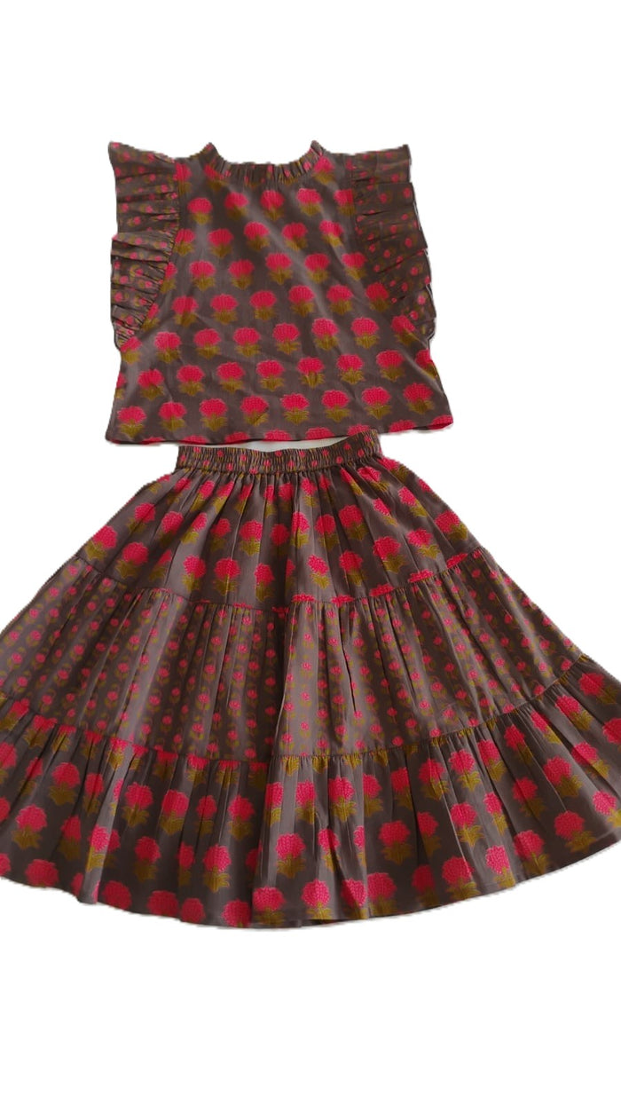 Girls Top & Tiered Skirt Set – Earthy Brown | Infant, Toddler & Tween Outfit