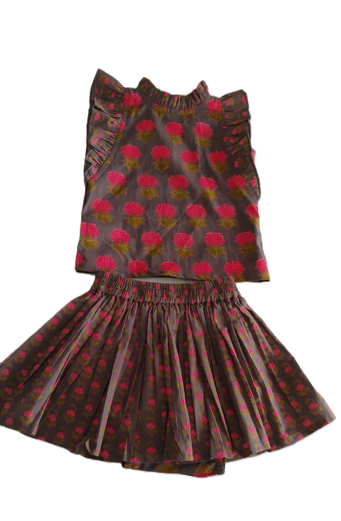 Girls Top & Tiered Skirt Set – Earthy Brown | Infant, Toddler & Tween Outfit