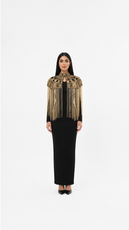 Gold Embellished Fringe Statement Accessory – AURELIA