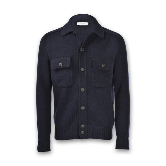 Gran Sasso - Button Through Knitted Jacket in Navy - Nigel Clare