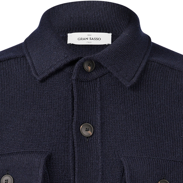 Gran Sasso - Button Through Knitted Jacket in Navy - Nigel Clare