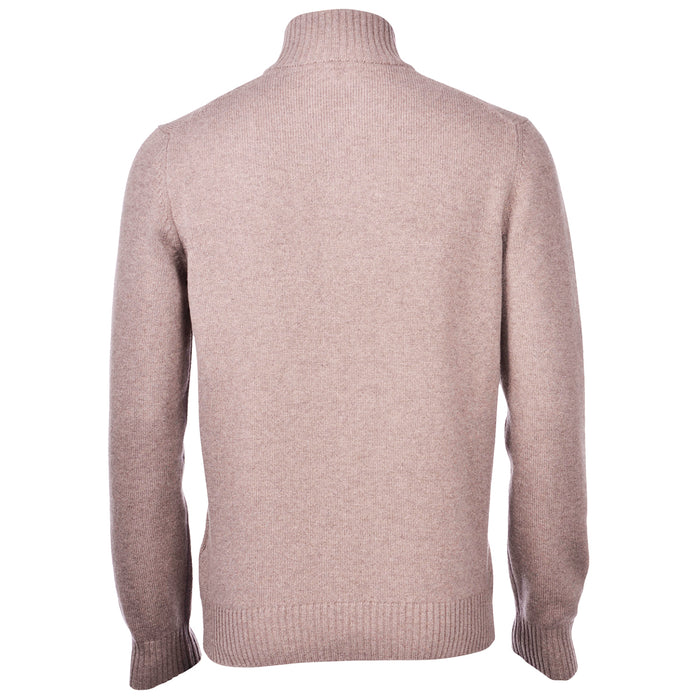 Gran Sasso - Cashmere Blend Zip Neck Knitwear in Camel - Nigel Clare
