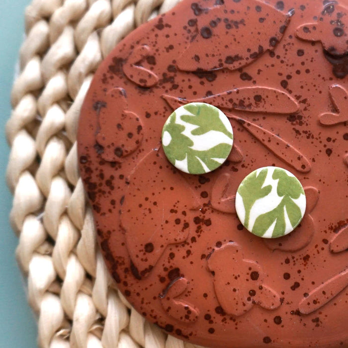 Green Daisy Stud Post Earrings