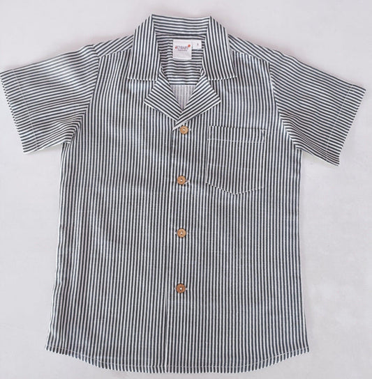 Grey Stripes Print Half-Sleeves Boys Shirts Shirt Yo Baby India