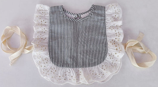 Grey Stripes Print Ruffle Bib infant bib Yo Baby India