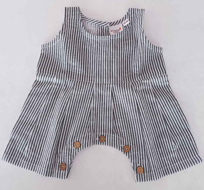 Grey Stripes Printed Baby Romper romper Yo Baby India