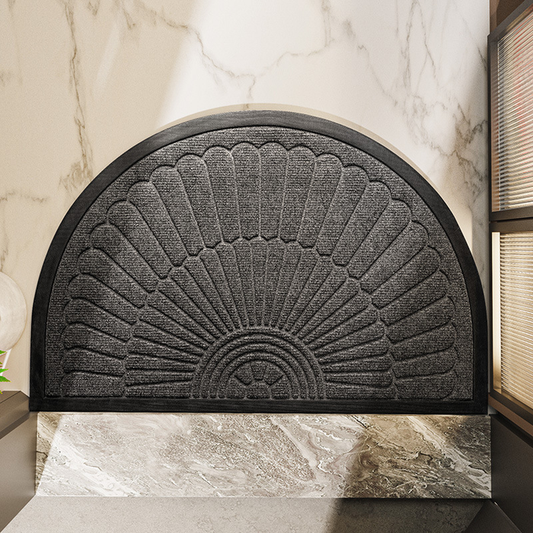 Half Circle Door Mat | Non-Slip Rubber Entry Rug | Dirt Trapping Indoor & Outdoor Welcome Mat