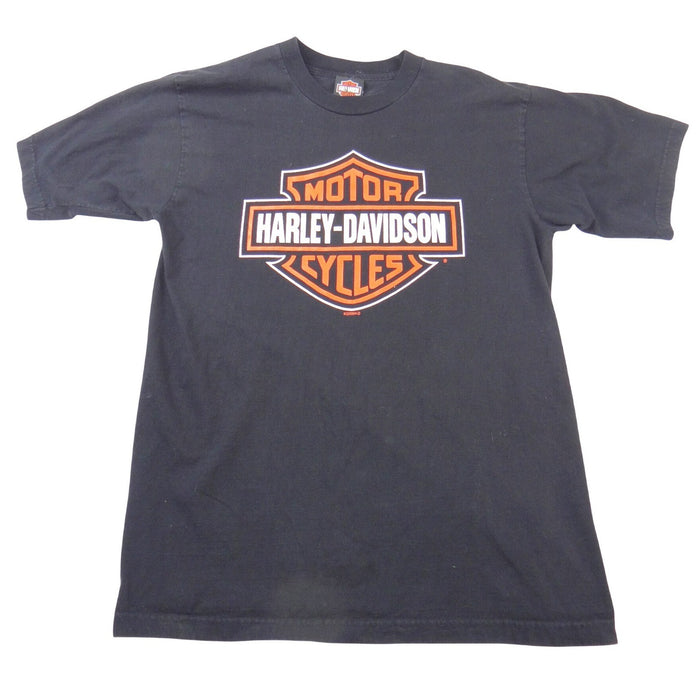 Harley Davidson Big Logo Durango Colorado Steam Engine Graphic T Shirt Black Lrg0