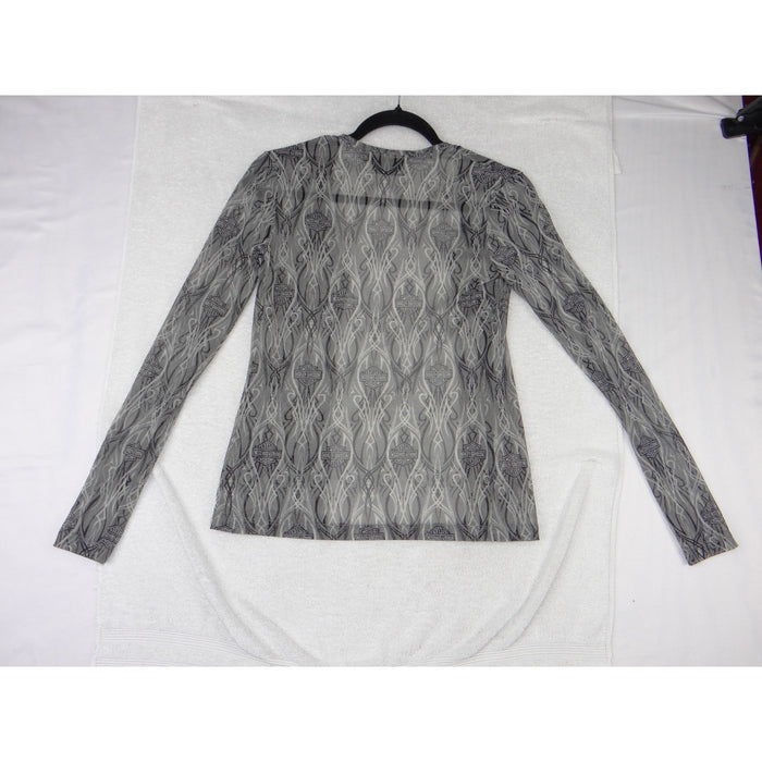 Harley Davidson Womens Grey Tribal Logo Mesh Sheer Long Sleeve Top Size M 39651