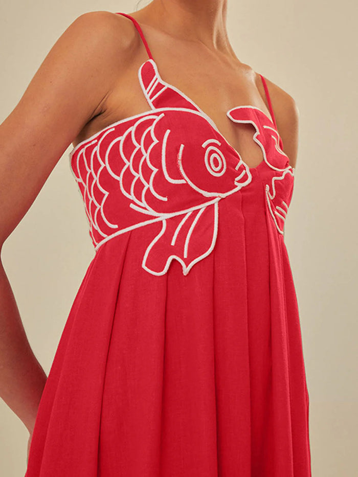 Harper - Boho Women's Maxi Dress with Embroidered Detail and Spaghetti Straps