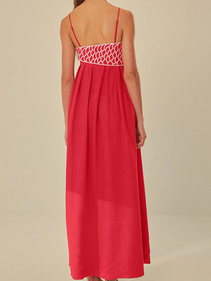 Harper - Boho Women's Maxi Dress with Embroidered Detail and Spaghetti Straps