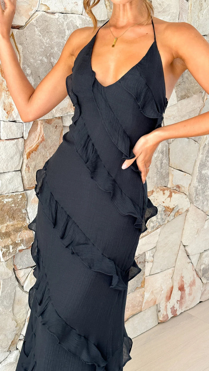 Harper - Elegant Women's Summer Maxi Dress with Ruffle Tiers and Spaghetti Straps