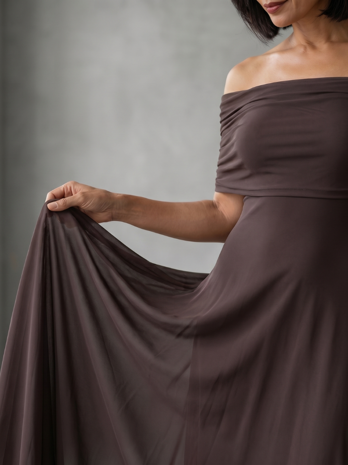 Harper - Formal Women's Wedding Guest Dress with Off-Shoulder Neckline