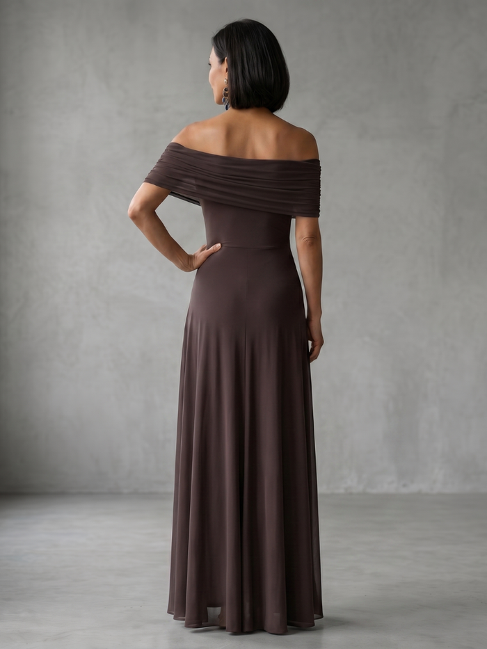 Harper - Formal Women's Wedding Guest Dress with Off-Shoulder Neckline