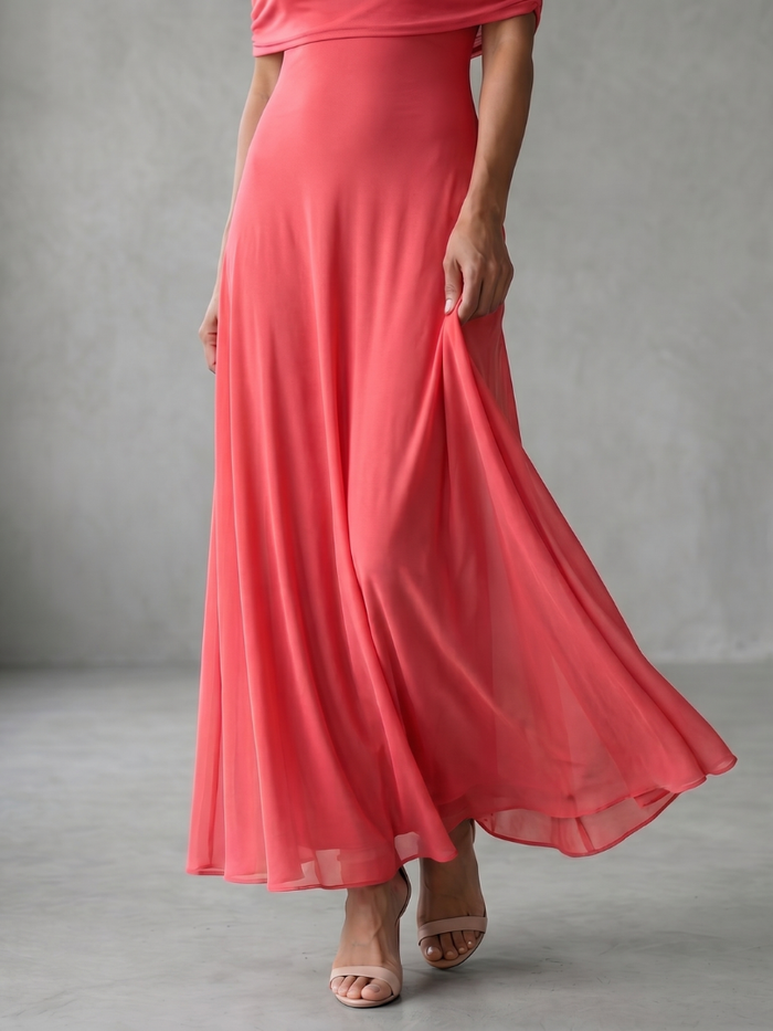 Harper - Formal Women's Wedding Guest Dress with Off-Shoulder Neckline