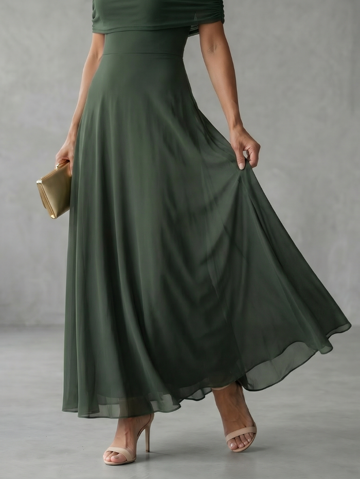 Harper - Formal Women's Wedding Guest Dress with Off-Shoulder Neckline