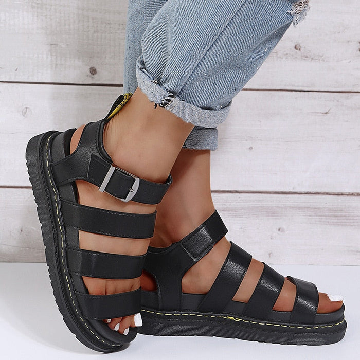 Harper - Trendy Women's Sandals with Platform Sole and Buckle Straps