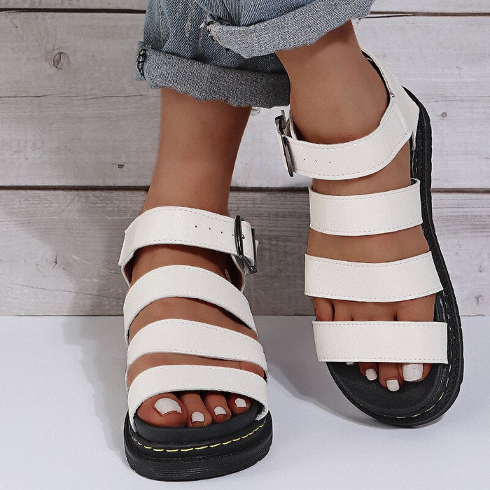 Harper - Trendy Women's Sandals with Platform Sole and Buckle Straps