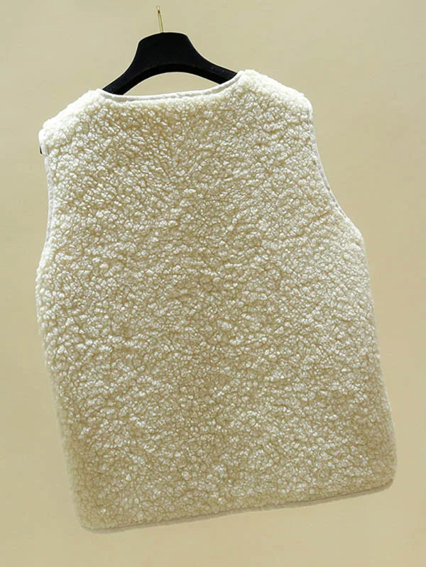 Harper - Women's Bodywarmer Wool Style Vest with Button Closure for Fall