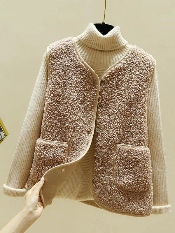 Harper - Women's Bodywarmer Wool Style Vest with Button Closure for Fall