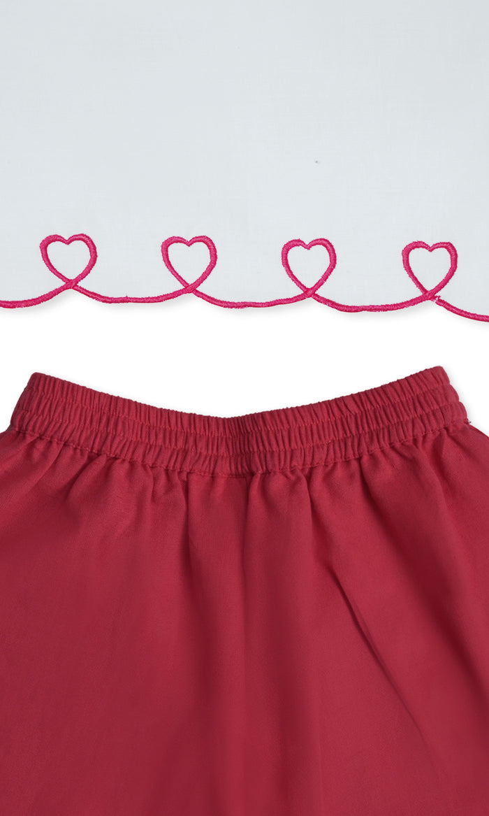 Heart Embroidered Top & Scalloped Shorts Set dress & diaper cover Yo Baby Wholesale